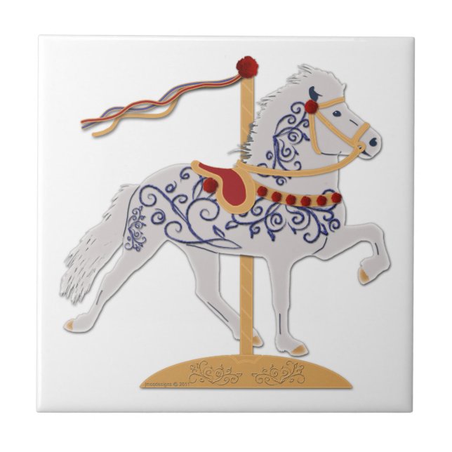 Icelandic Horse Rose Scroll Carousel Tile (Front)