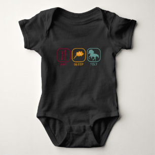Icelandic Horse Tölt Eat Sleep Funny Retro Baby Bodysuit