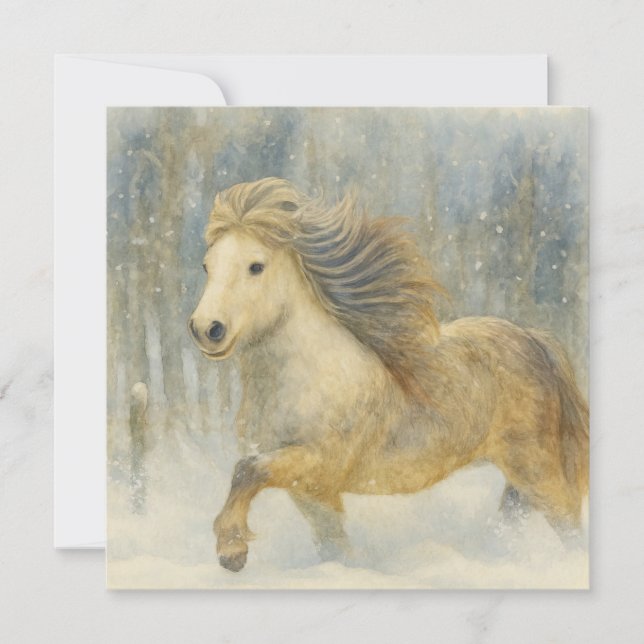 Icelandic Horse Winter Scene Card (Front)