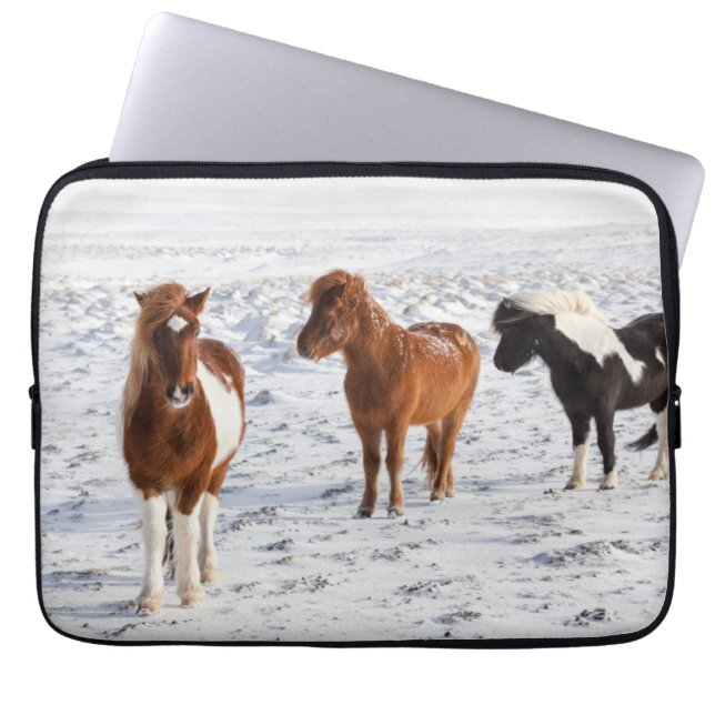 Icelandic Horse with Typical Winter Coat Laptop Sleeve (Front)