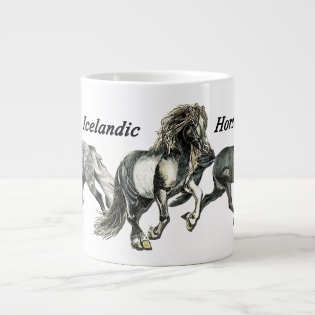 Icelandic Horses Dancing Large Coffee Mug (Front)