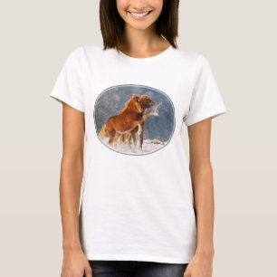 Icelandic Horses Foal Playing in Snow, Cotton T T-Shirt