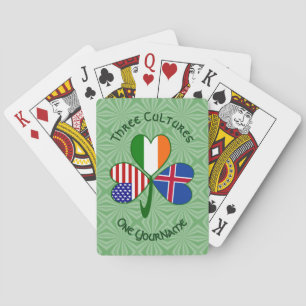 Icelandic Irish American Flag Shamrock Personalize Playing Cards