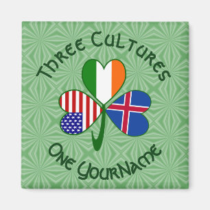 Icelandic Irish American Flags Shamrock Your Name Magnet