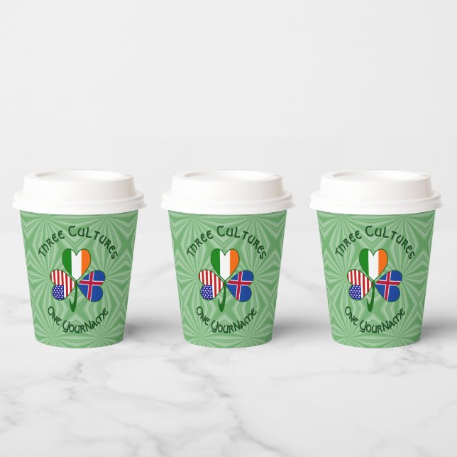 Icelandic Irish American Shamrock Personalize Text Paper Cups (Multi)