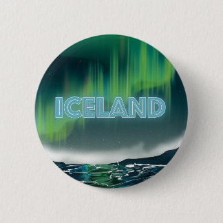 Icelandic Northern Lights Travel Art 2 Inch Round Button