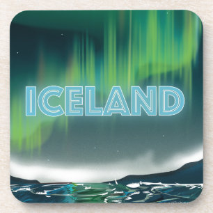 Icelandic Northern Lights Travel Art Coaster