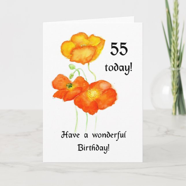 Icelandic Poppies 55th Birthday Card (Front)