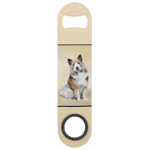 Icelandic Sheepdog Painting - Original Dog Art Bar Key