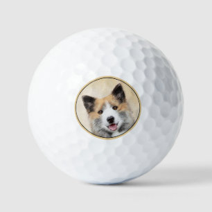 Icelandic Sheepdog Painting - Original Dog Art Golf Balls