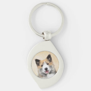 Icelandic Sheepdog Painting - Original Dog Art Keychain