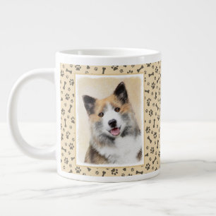 Icelandic Sheepdog Painting - Original Dog Art Large Coffee Mug