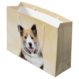 Icelandic Sheepdog Painting - Original Dog Art Large Gift Bag