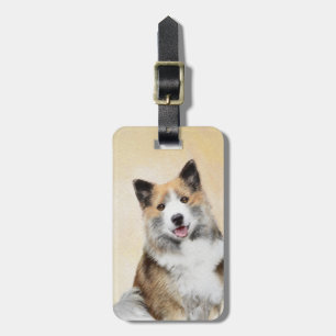 Icelandic Sheepdog Painting - Original Dog Art Luggage Tag