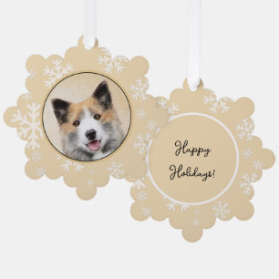 Icelandic Sheepdog Painting - Original Dog Art Ornament Card