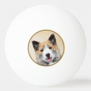 Icelandic Sheepdog Painting - Original Dog Art Ping Pong Ball