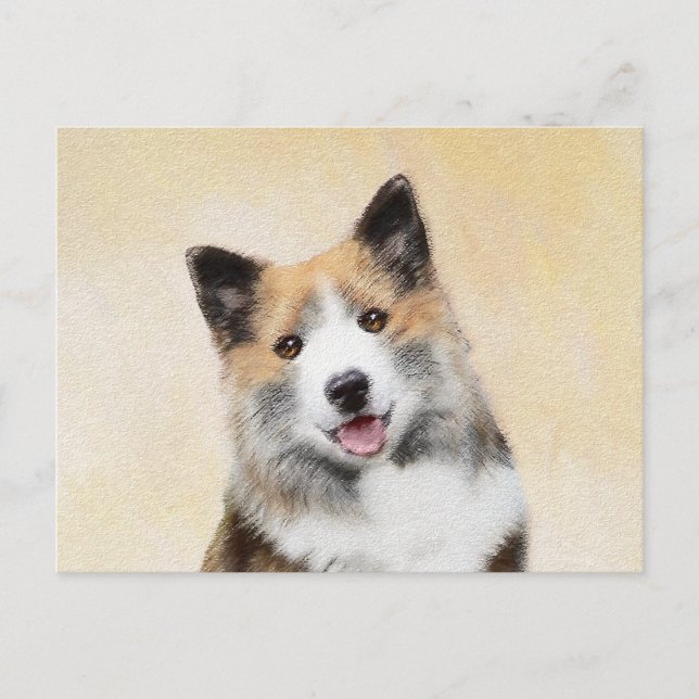 Icelandic Sheepdog Painting - Original Dog Art Postcard (Front)