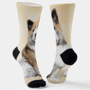 Icelandic Sheepdog Painting - Original Dog Art Socks