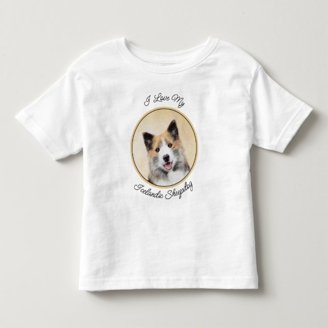 Icelandic Sheepdog Painting - Original Dog Art Toddler T-shirt (Front)