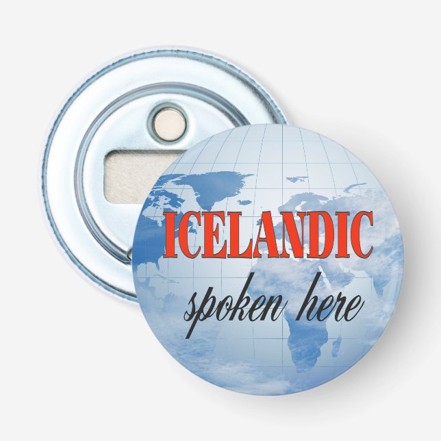 Icelandic spoken here cloudy earth bottle opener (Front)