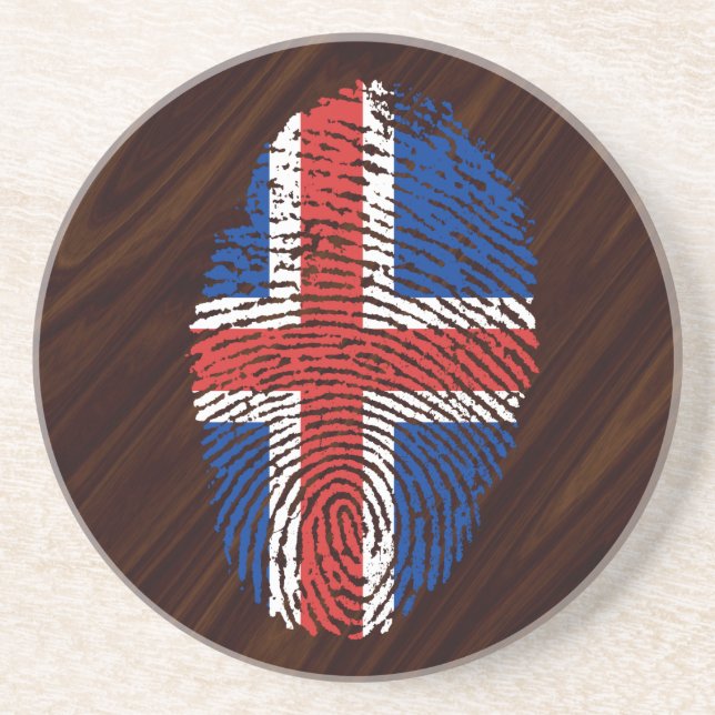 Icelandic touch fingerprint flag coaster (Front)