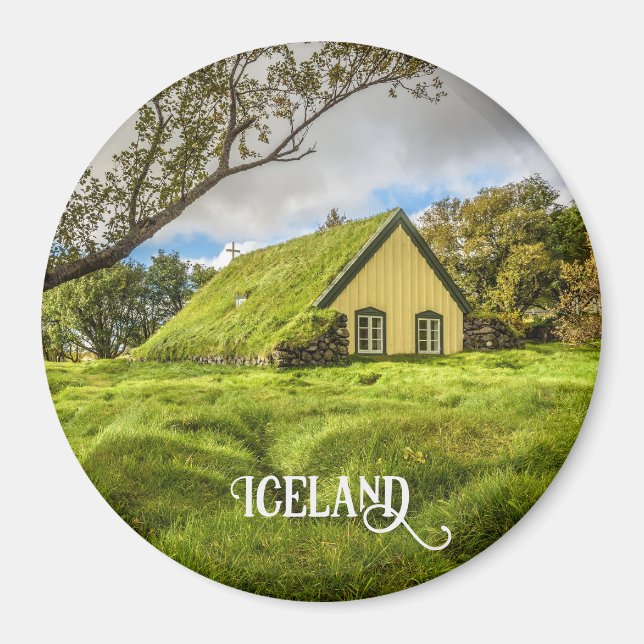 Icelandic Turf Church Magnet (Front)