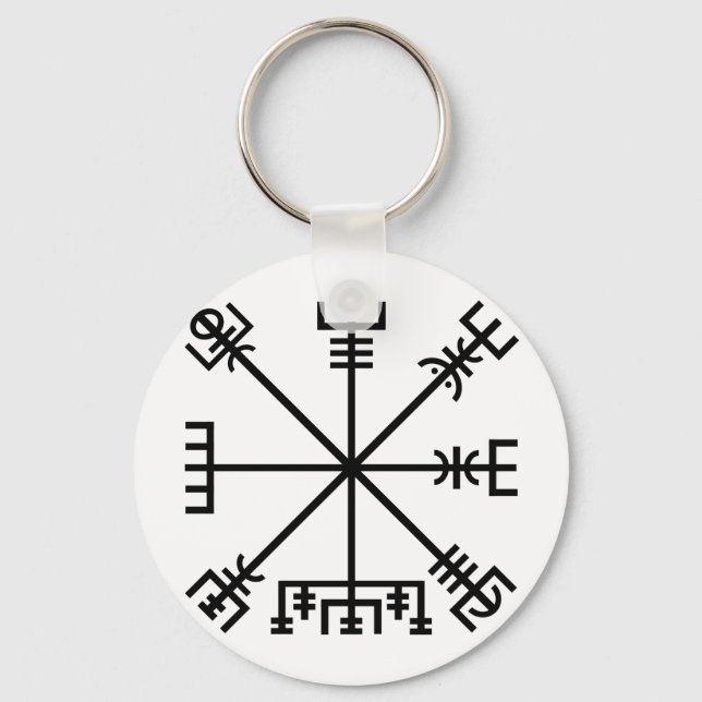 Icelandic Vegvisir Protection Staves Sigil Keychain (Front)