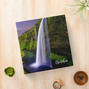 Icelandic Waterfall Green Nature Photo Binder