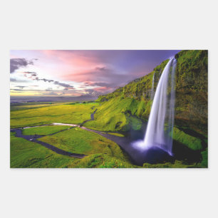 Icelandic Waterfall Green Nature Photo Sticker
