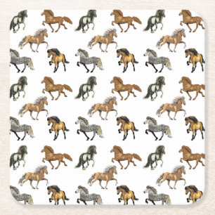 Icelandic's in Gait Square Paper Coaster