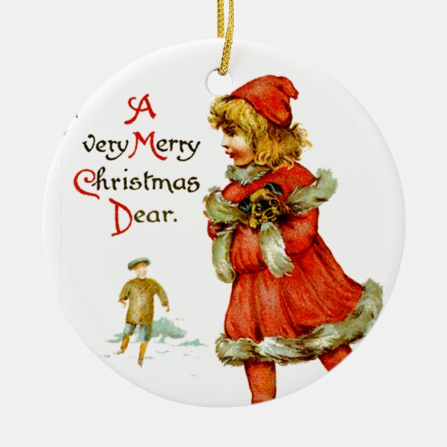 Iceskating child ceramic ornament (Front)