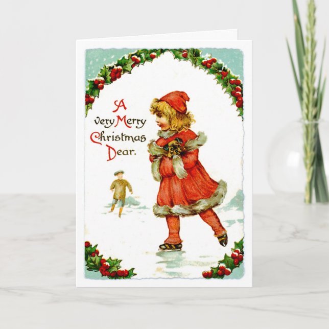 Iceskating child holiday card (Front)