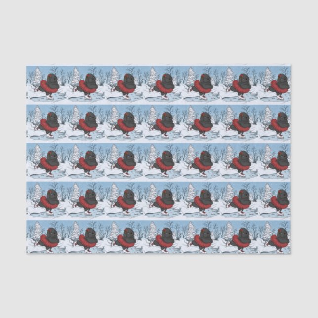 Iceskating Newfoundland Puppy Winter Wonderland Tissue Paper (Front)