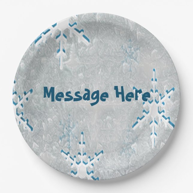 IceSnowflakes Christmas  Paper Plate (Front)
