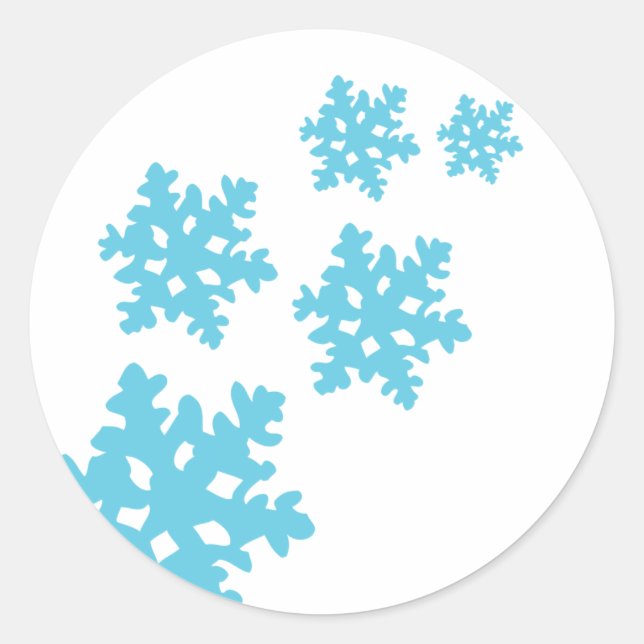 icey Snowflakes blue Classic Round Sticker (Front)
