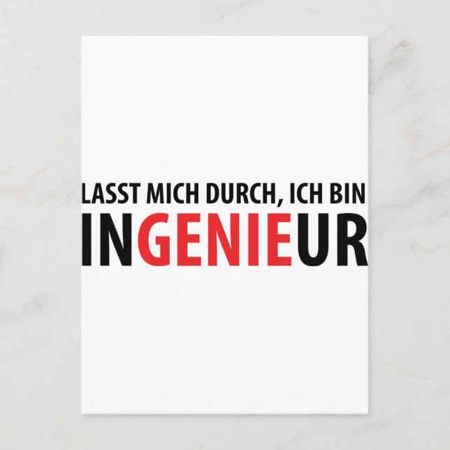 Ich bin Ingenieur Postcard (Front)