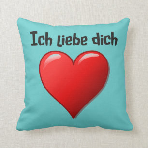 Ich liebe dich - I love you in German Throw Pillow