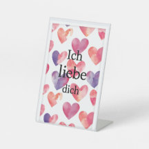 Ich liebe dich – Watercolor Heart Valentine Sign