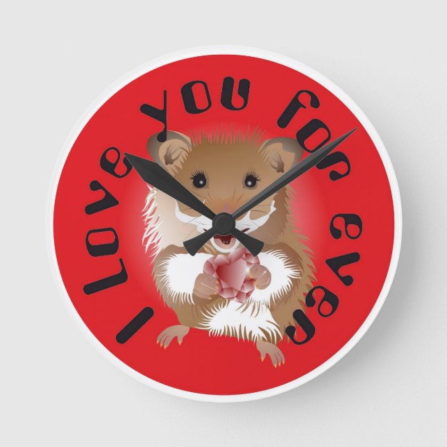 Ich liebe meinen kleinen Hamster Uhr Round Clock (Front)