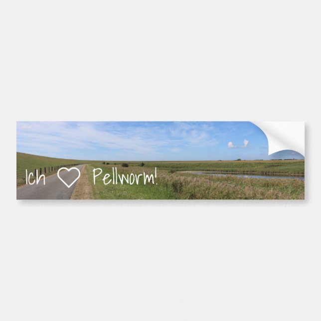Ich liebe Pellworm! Himmel über der grünen Insel Bumper Sticker (Front)