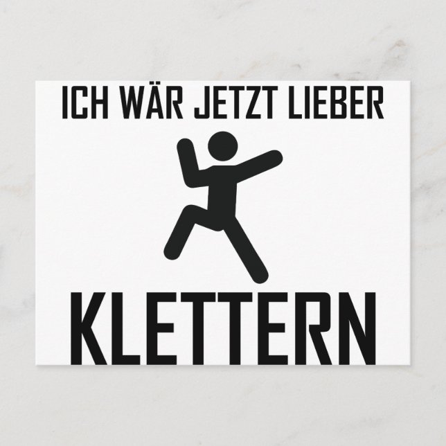 ich wär jetzt lieber klettern postcard (Front)