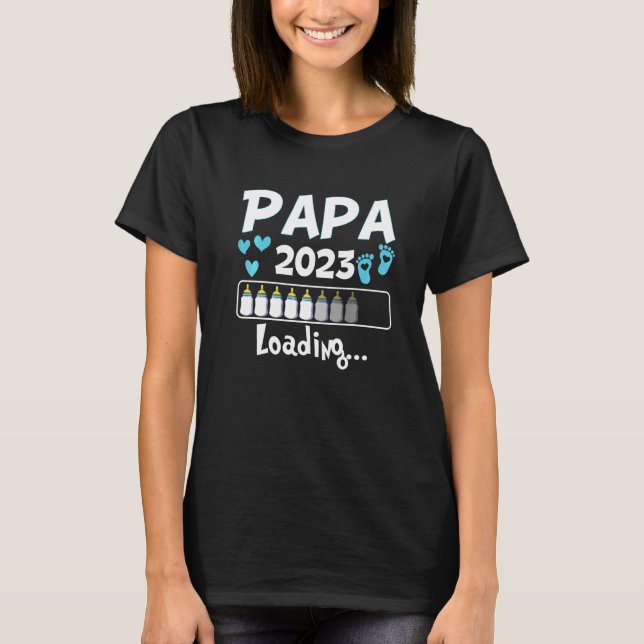 Ich Werde Papa Loading 2023 Baby Announcement Boy  T-Shirt (Front)