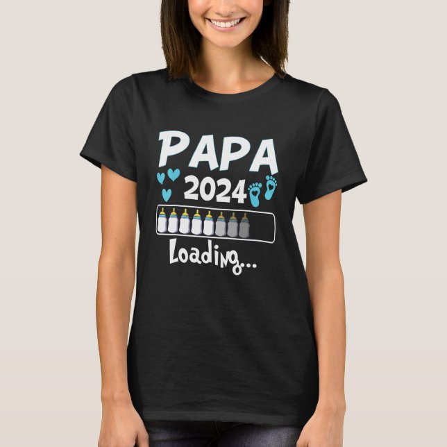 Ich Werde Papa Loading 2024 Baby Announcement Boy  T-Shirt (Front)