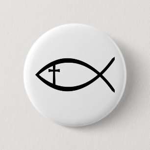 Ichthus Christian Fish 2 Inch Round Button