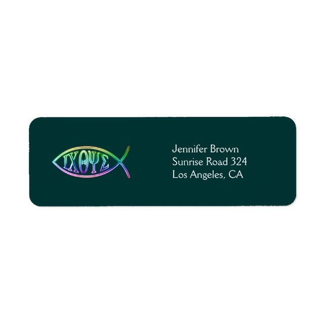 Ichthus Christian Fish Address Label (Front)