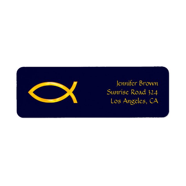 Ichthus - Christian Fish Symbol - Address Label (Front)