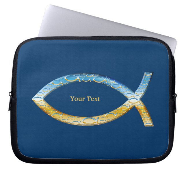 Ichthus - Christian Fish Symbol - Customizable Laptop Sleeve (Front)