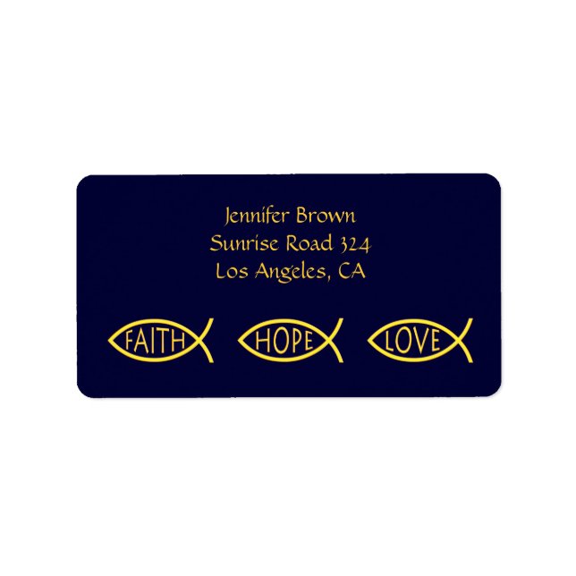 Ichthus - Christian Fish Symbol Label (Front)