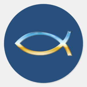 Ichthus - Christian Fish Symbol  Sky & Ground Classic Round Sticker