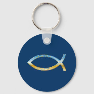 Ichthus - Christian Fish Symbol  Sky & Ground Keychain